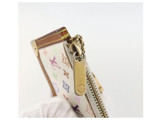 LOUIS VUITTON Monogramm Multicolor Pochette Cles Tasche Weiß M92655 Auth 175987 - Ansicht 9