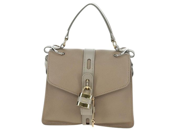 Chloé Borsa a mano Chloe Abbey in pelle 2 in 1 beige oro argento autentica yk20329A - vista 13