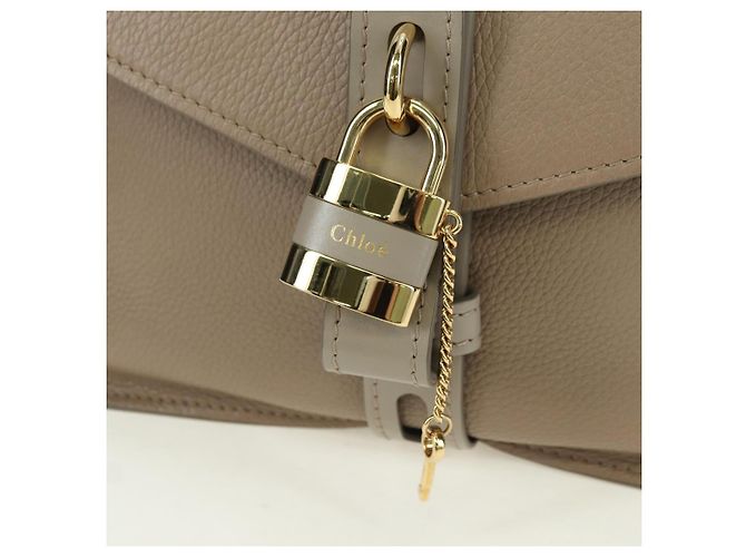 Chloé Borsa a mano Chloe Abbey in pelle 2 in 1 beige oro argento autentica yk20329A - vista 19