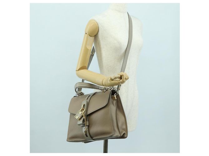 Chloé Borsa a mano Chloe Abbey in pelle 2 in 1 beige oro argento autentica yk20329A - vista 25