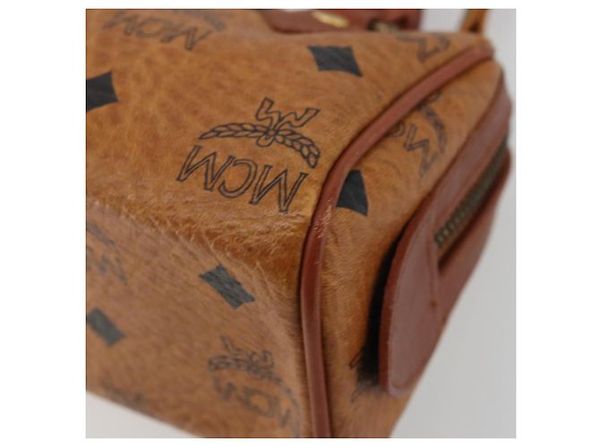 Borsa Boston Mini Vicetos Logogram MCM in PVC 2in1 Marrone Oro Auth 175597 D'oro - vista 10