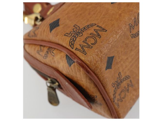 Borsa Boston Mini Vicetos Logogram MCM in PVC 2in1 Marrone Oro Auth 175597 D'oro - vista 15