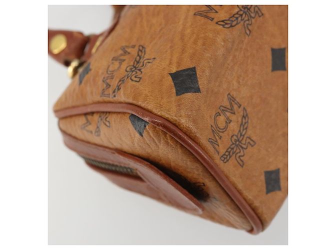 Borsa Boston Mini Vicetos Logogram MCM in PVC 2in1 Marrone Oro Auth 175597 D'oro - vista 17