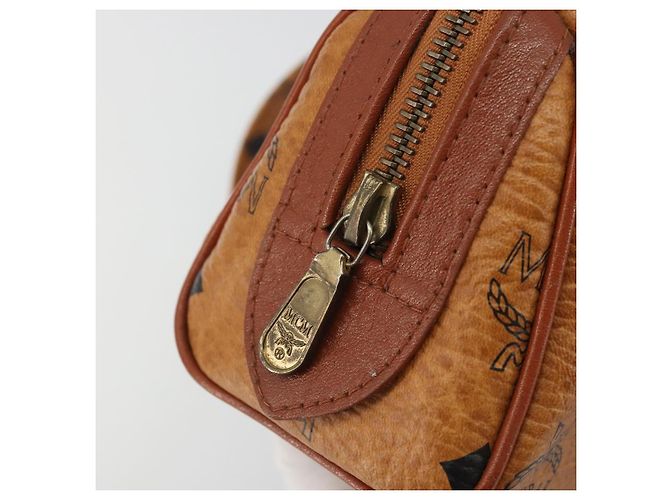 Borsa Boston Mini Vicetos Logogram MCM in PVC 2in1 Marrone Oro Auth 175597 D'oro - vista 18