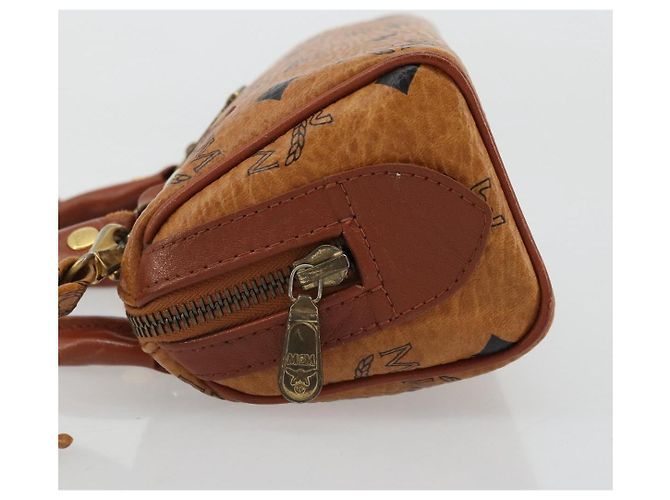Borsa Boston Mini Vicetos Logogram MCM in PVC 2in1 Marrone Oro Auth 175597 D'oro - vista 4