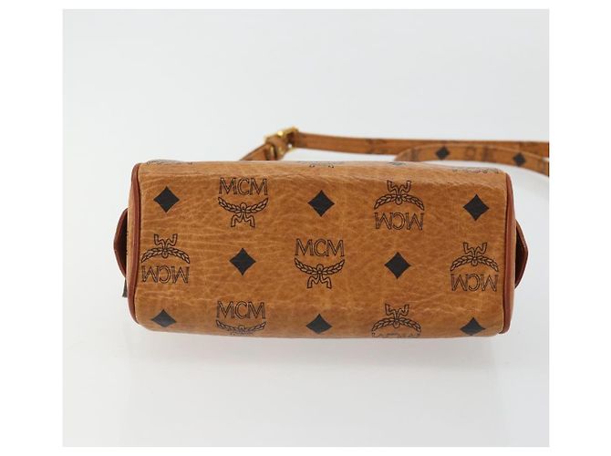 Borsa Boston Mini Vicetos Logogram MCM in PVC 2in1 Marrone Oro Auth 175597 D'oro - vista 5