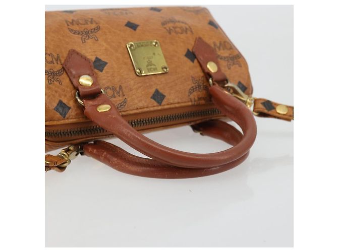 Borsa Boston Mini Vicetos Logogram MCM in PVC 2in1 Marrone Oro Auth 175597 D'oro - vista 7