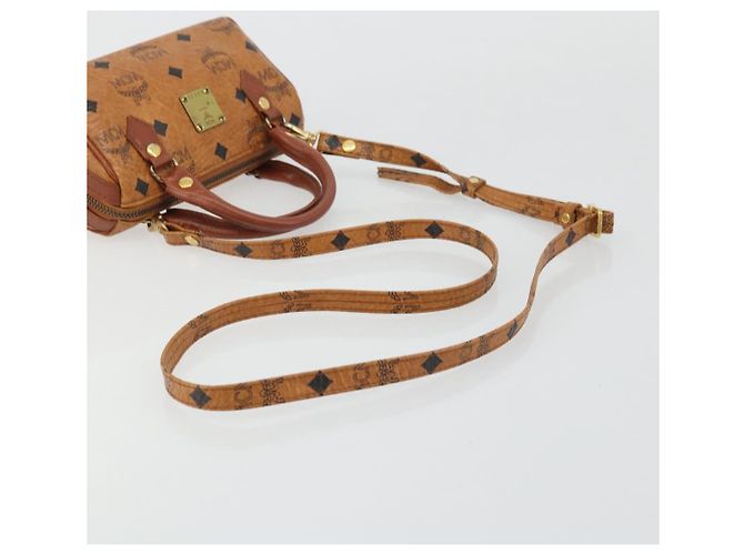 Borsa Boston Mini Vicetos Logogram MCM in PVC 2in1 Marrone Oro Auth 175597 D'oro - vista 9