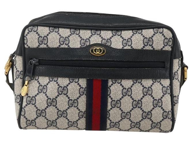 Gucci Bolso GG Supreme Sherry Line PVC Marino Dorado Rojo 65 02 004 Auth 175281 Roja Azul marino - vista 13