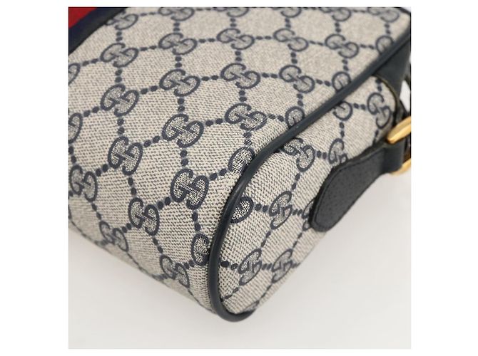 Gucci Bolso GG Supreme Sherry Line PVC Marino Dorado Rojo 65 02 004 Auth 175281 Roja Azul marino - vista 16