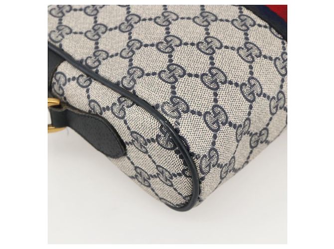 Gucci Bolso GG Supreme Sherry Line PVC Marino Dorado Rojo 65 02 004 Auth 175281 Roja Azul marino - vista 17