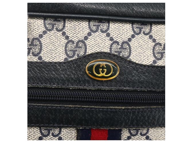 Gucci Bolso GG Supreme Sherry Line PVC Marino Dorado Rojo 65 02 004 Auth 175281 Roja Azul marino - vista 18