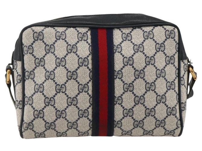 Gucci Bolso GG Supreme Sherry Line PVC Marino Dorado Rojo 65 02 004 Auth 175281 Roja Azul marino - vista 2