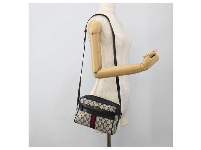 Gucci Bolso GG Supreme Sherry Line PVC Marino Dorado Rojo 65 02 004 Auth 175281 Roja Azul marino - vista 22
