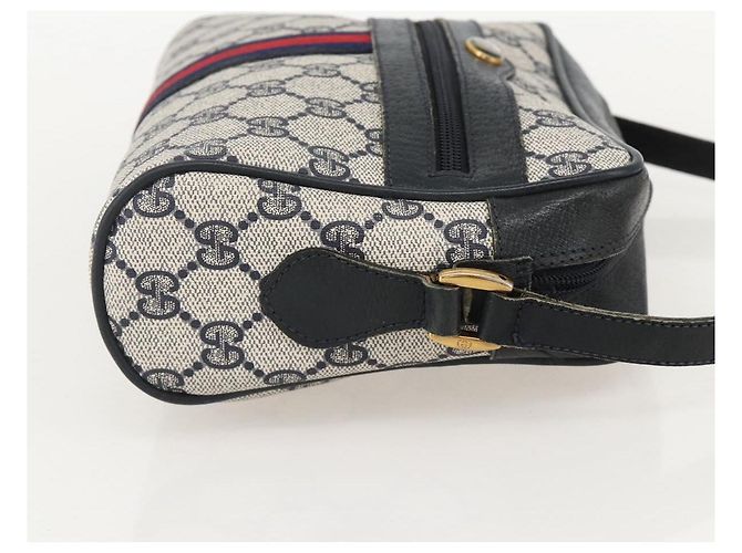 Gucci Bolso GG Supreme Sherry Line PVC Marino Dorado Rojo 65 02 004 Auth 175281 Roja Azul marino - vista 4