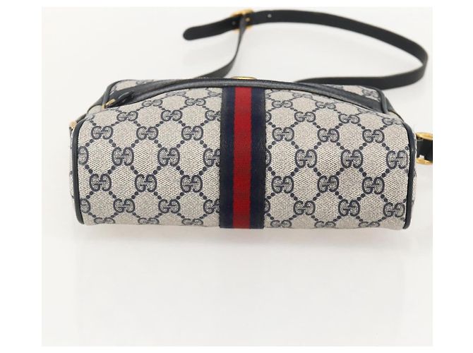 Gucci Bolso GG Supreme Sherry Line PVC Marino Dorado Rojo 65 02 004 Auth 175281 Roja Azul marino - vista 5