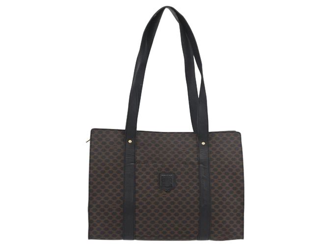 Céline Borsa tote in tela Macadam CELINE in pelle PVC nera e oro Auth ka3968 Nero D'oro - vista 13