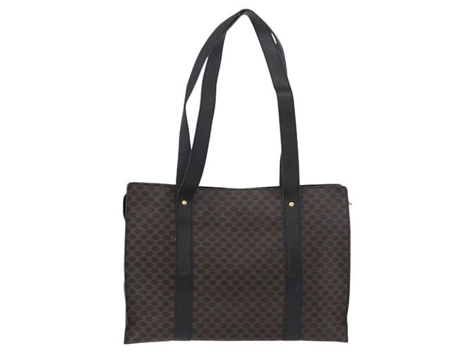 Céline Borsa tote in tela Macadam CELINE in pelle PVC nera e oro Auth ka3968 Nero D'oro - vista 2