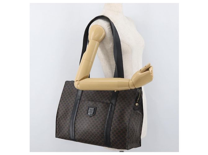 Céline Borsa tote in tela Macadam CELINE in pelle PVC nera e oro Auth ka3968 Nero D'oro - vista 22