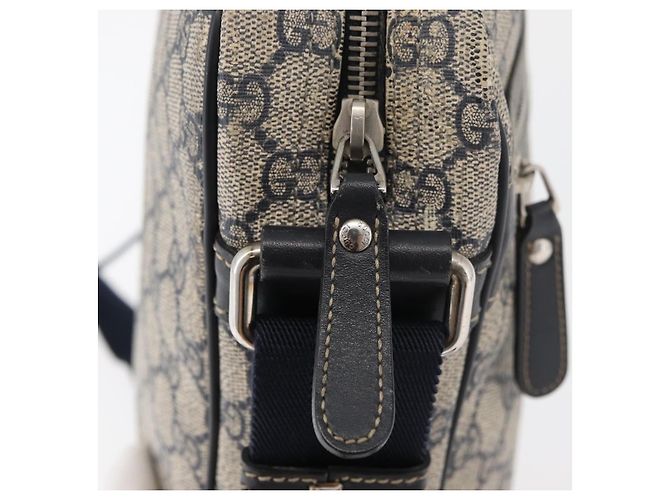 Gucci Borsa a Spalla GG Supreme PVC Blu Navy Argento 201448 Auth ka4041 - vista 10