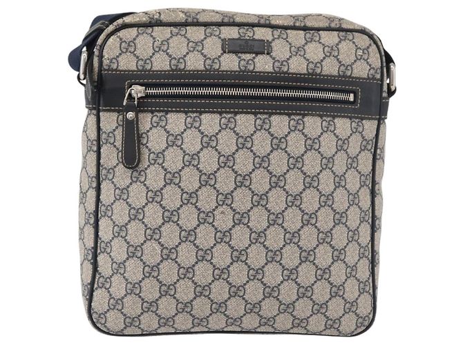 Gucci Borsa a Spalla GG Supreme PVC Blu Navy Argento 201448 Auth ka4041 - vista 13