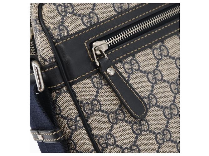 Gucci Borsa a Spalla GG Supreme PVC Blu Navy Argento 201448 Auth ka4041 - vista 17