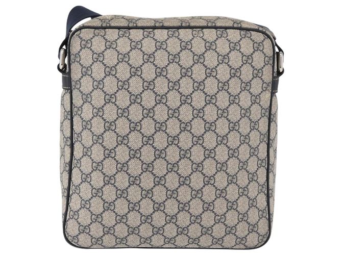 Gucci Borsa a Spalla GG Supreme PVC Blu Navy Argento 201448 Auth ka4041 - vista 2