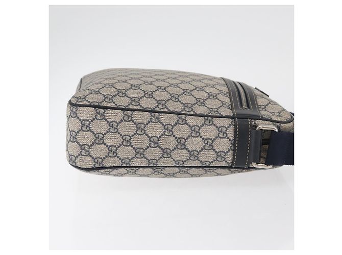 Gucci Borsa a Spalla GG Supreme PVC Blu Navy Argento 201448 Auth ka4041 - vista 3