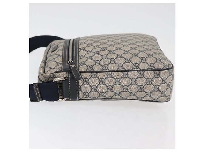 Gucci Borsa a Spalla GG Supreme PVC Blu Navy Argento 201448 Auth ka4041 - vista 4