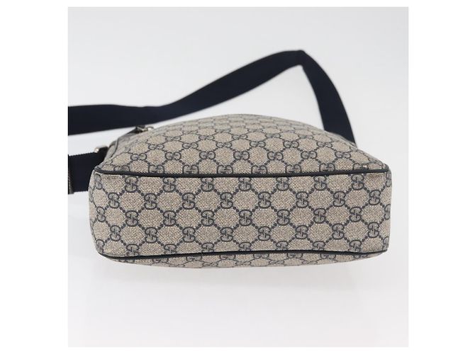Gucci Borsa a Spalla GG Supreme PVC Blu Navy Argento 201448 Auth ka4041 - vista 5