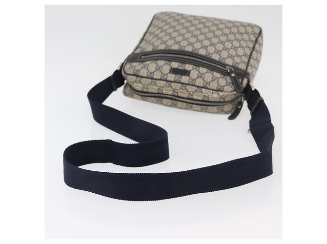 Gucci Borsa a Spalla GG Supreme PVC Blu Navy Argento 201448 Auth ka4041 - vista 7