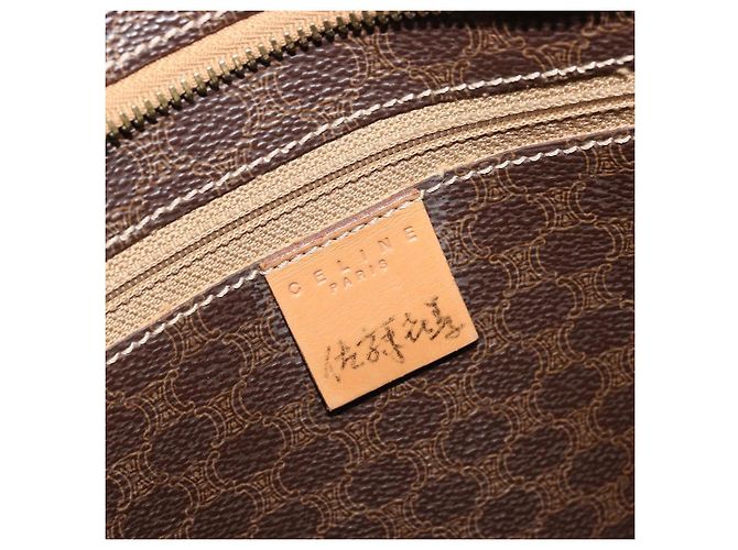 Céline Borsa tote in tela Macadam CELINE in pelle PVC marrone oro Auth BA12120 D'oro - vista 18