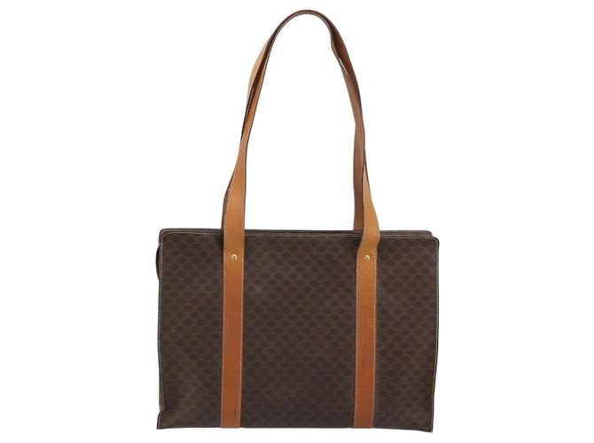 Céline Borsa tote in tela Macadam CELINE in pelle PVC marrone oro Auth BA12120 D'oro - vista 2