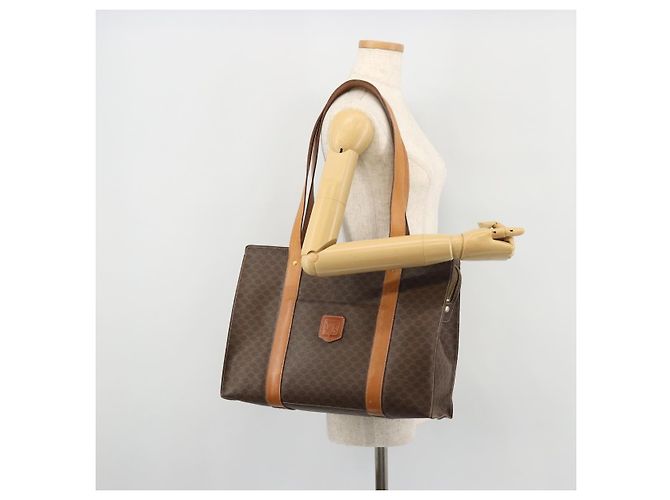 Céline Borsa tote in tela Macadam CELINE in pelle PVC marrone oro Auth BA12120 D'oro - vista 23
