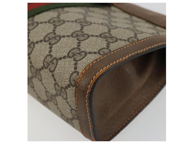 GUCCI GG Suprême Sac Clutch Sherry Line PVC Beige Rouge Vert Auth 175278 - vue 7