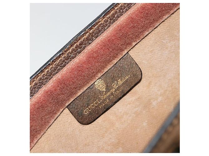 GUCCI GG Suprême Sac Clutch Sherry Line PVC Beige Rouge Vert Auth 175278 - vue 9