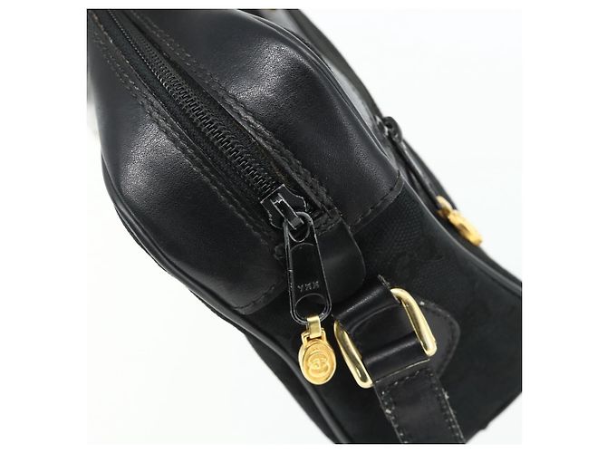 Borsa a Spalla Gucci GG Canvas Web Sherry Line Nero Oro Rosso 010 378 Auth 176476A D'oro - vista 10