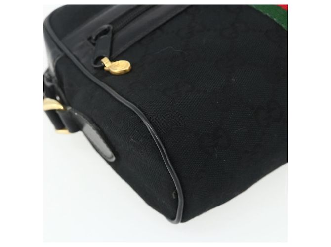 Borsa a Spalla Gucci GG Canvas Web Sherry Line Nero Oro Rosso 010 378 Auth 176476A D'oro - vista 15