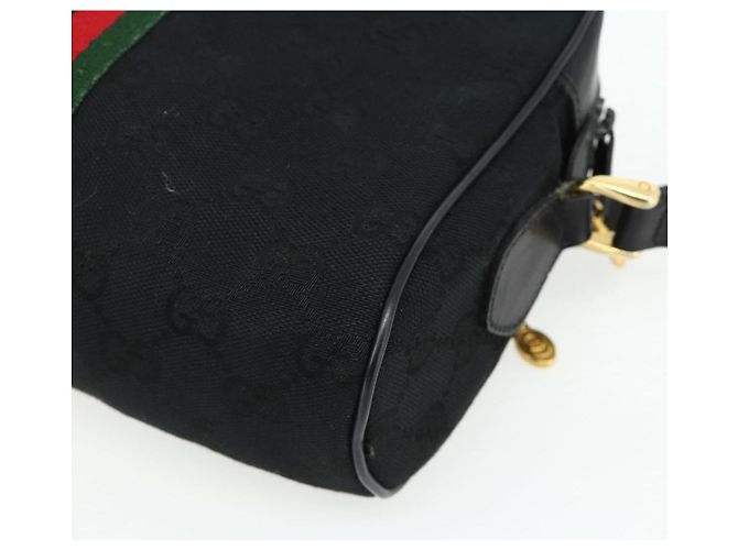 Borsa a Spalla Gucci GG Canvas Web Sherry Line Nero Oro Rosso 010 378 Auth 176476A D'oro - vista 16