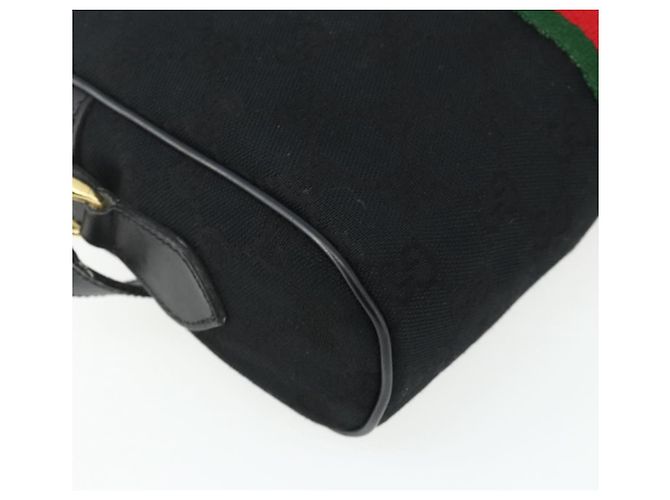 Borsa a Spalla Gucci GG Canvas Web Sherry Line Nero Oro Rosso 010 378 Auth 176476A D'oro - vista 17