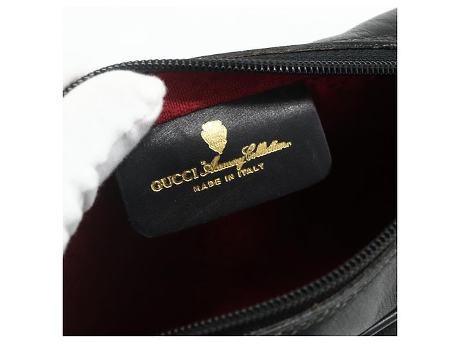 Borsa a Spalla Gucci GG Canvas Web Sherry Line Nero Oro Rosso 010 378 Auth 176476A D'oro - vista 18