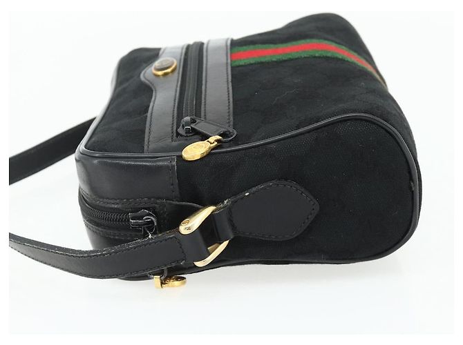 Borsa a Spalla Gucci GG Canvas Web Sherry Line Nero Oro Rosso 010 378 Auth 176476A D'oro - vista 3