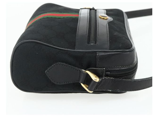 Borsa a Spalla Gucci GG Canvas Web Sherry Line Nero Oro Rosso 010 378 Auth 176476A D'oro - vista 4