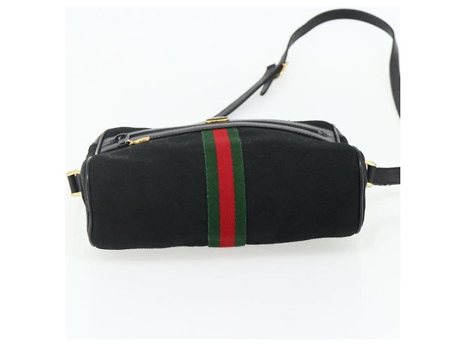 Borsa a Spalla Gucci GG Canvas Web Sherry Line Nero Oro Rosso 010 378 Auth 176476A D'oro - vista 5
