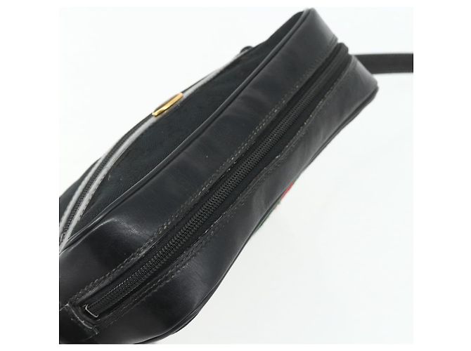 Borsa a Spalla Gucci GG Canvas Web Sherry Line Nero Oro Rosso 010 378 Auth 176476A D'oro - vista 6