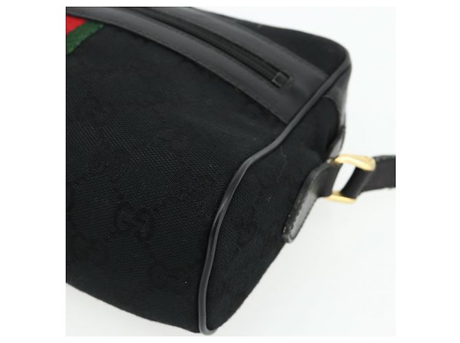 Borsa a Spalla Gucci GG Canvas Web Sherry Line Nero Oro Rosso 010 378 Auth 176476A D'oro - vista 9