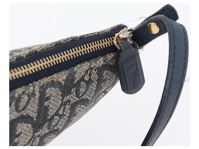Christian Dior Trotter Canvas Accessory Pouch Navy Silver Auth mr2399A Silvery Navy blue - view 10