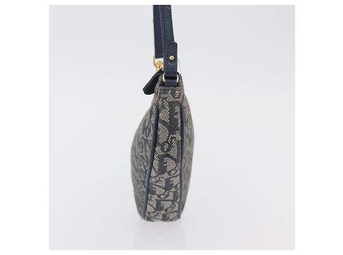 Christian Dior Trotter Canvas Accessory Pouch Navy Silver Auth mr2399A Silvery Navy blue - view 3