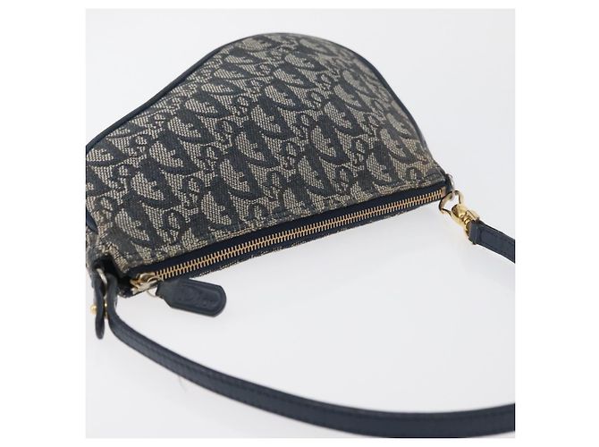 Christian Dior Trotter Canvas Accessory Pouch Navy Silver Auth mr2399A Silvery Navy blue - view 6