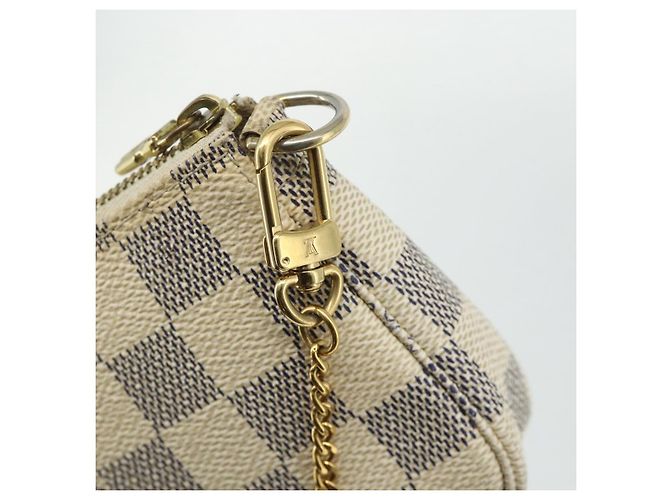 LOUIS VUITTON Mini Pochette Accessoires Damier Azur Pouch N63005 LV Auth 176553 - vista 18